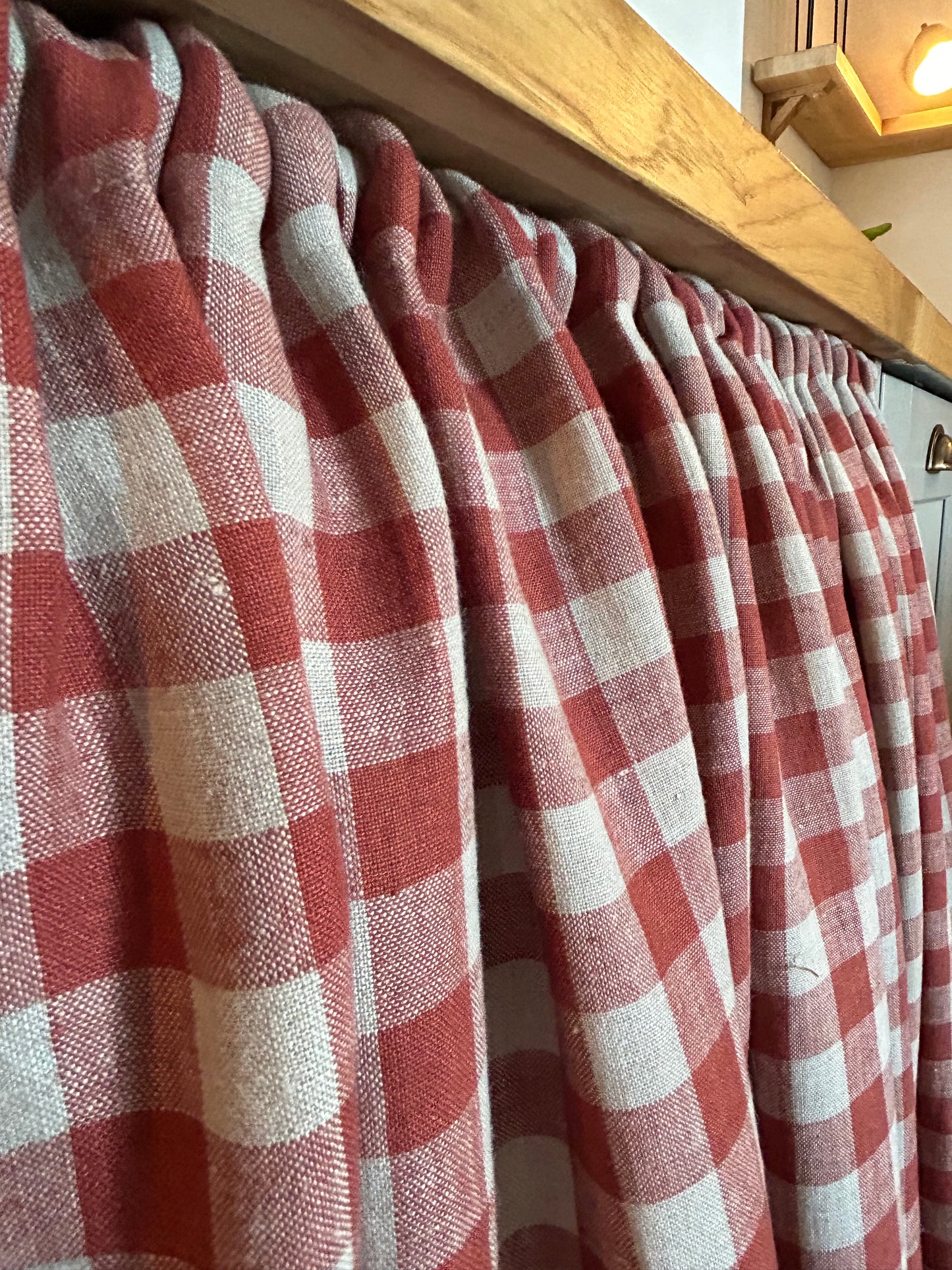 Gingham Hideaway Curtain in Brick