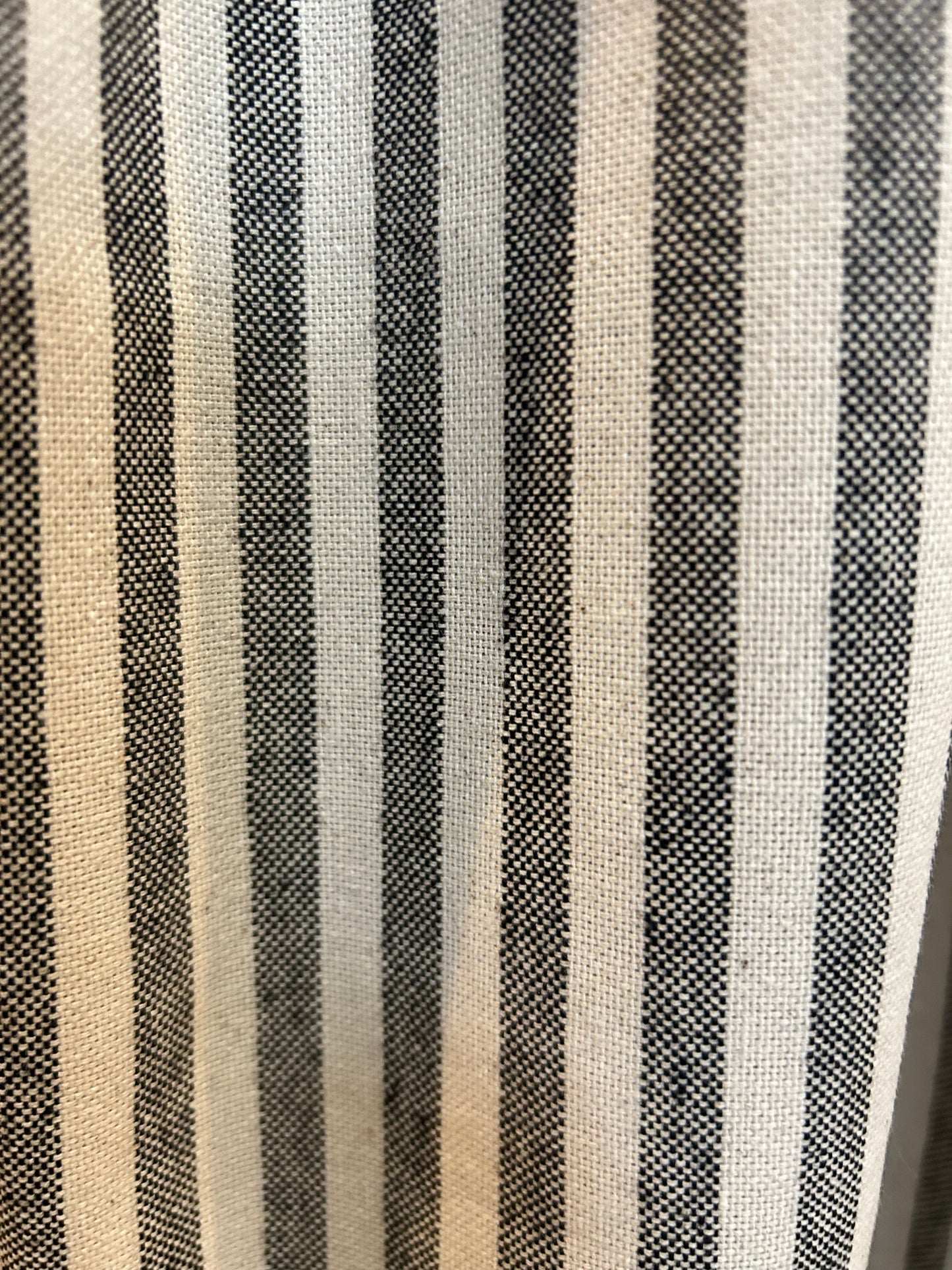 Kitchen Hideaway Curtain in natural and charcoal stripe