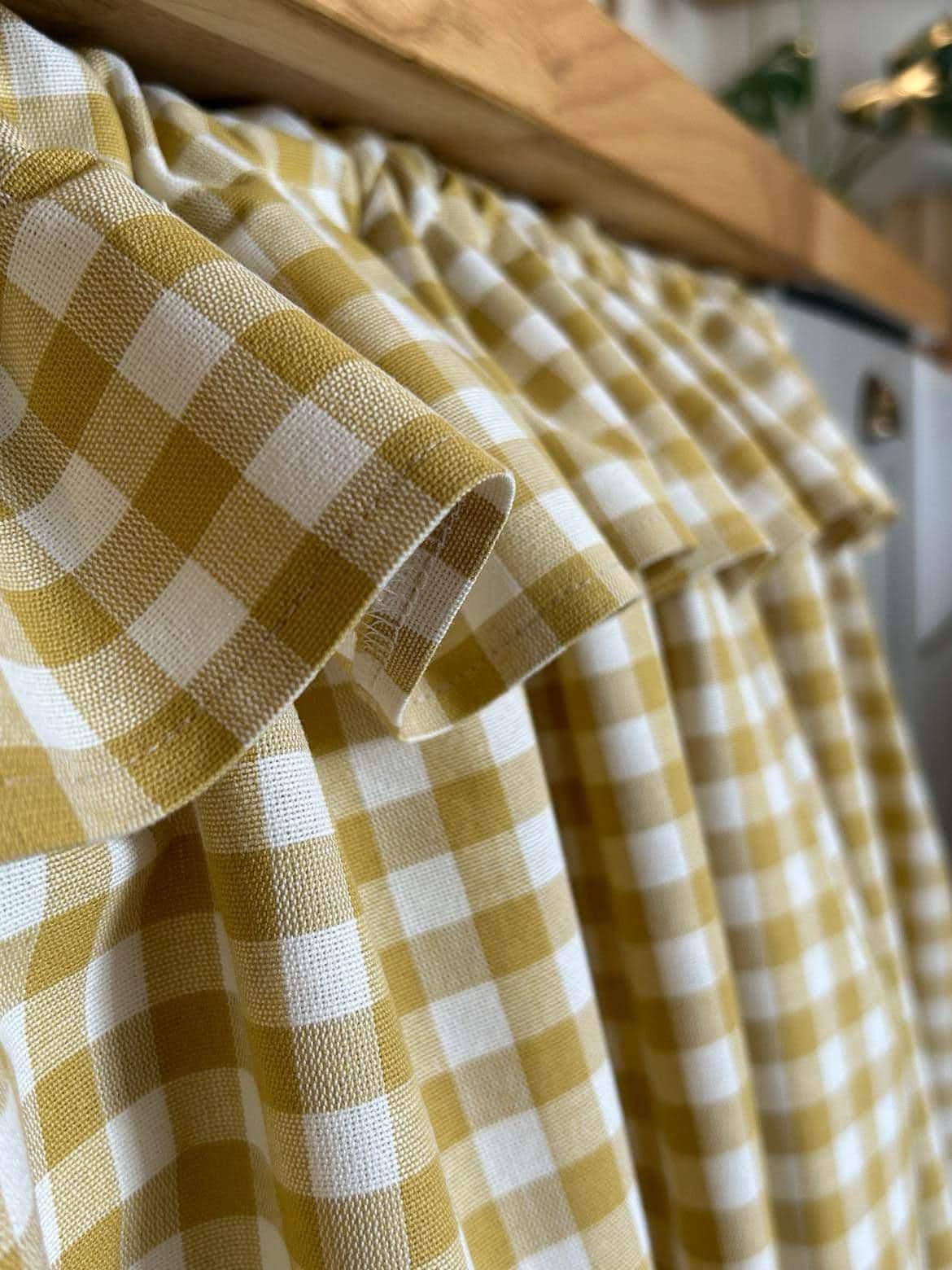 Gingham Hideaway Curtain with Frill in Sunny Yellow