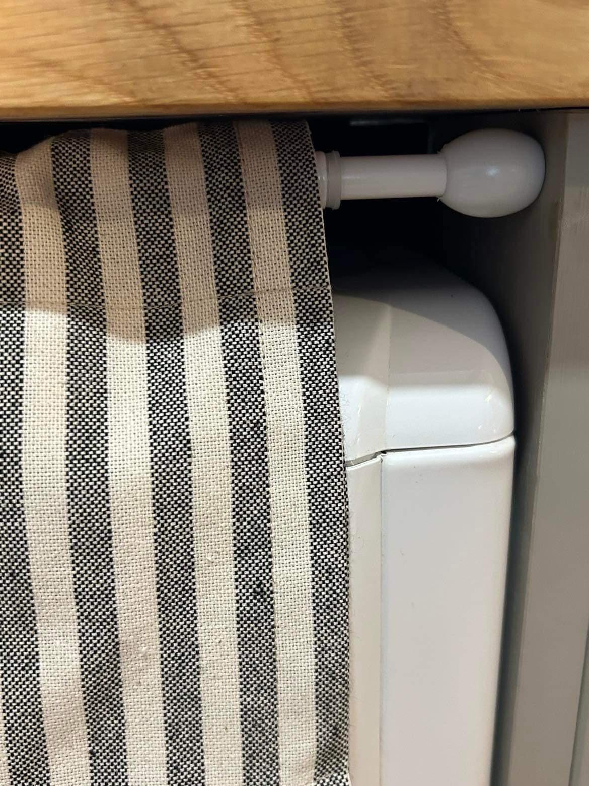Striped Under Counter Curtain with Ruffle in Black and Natural