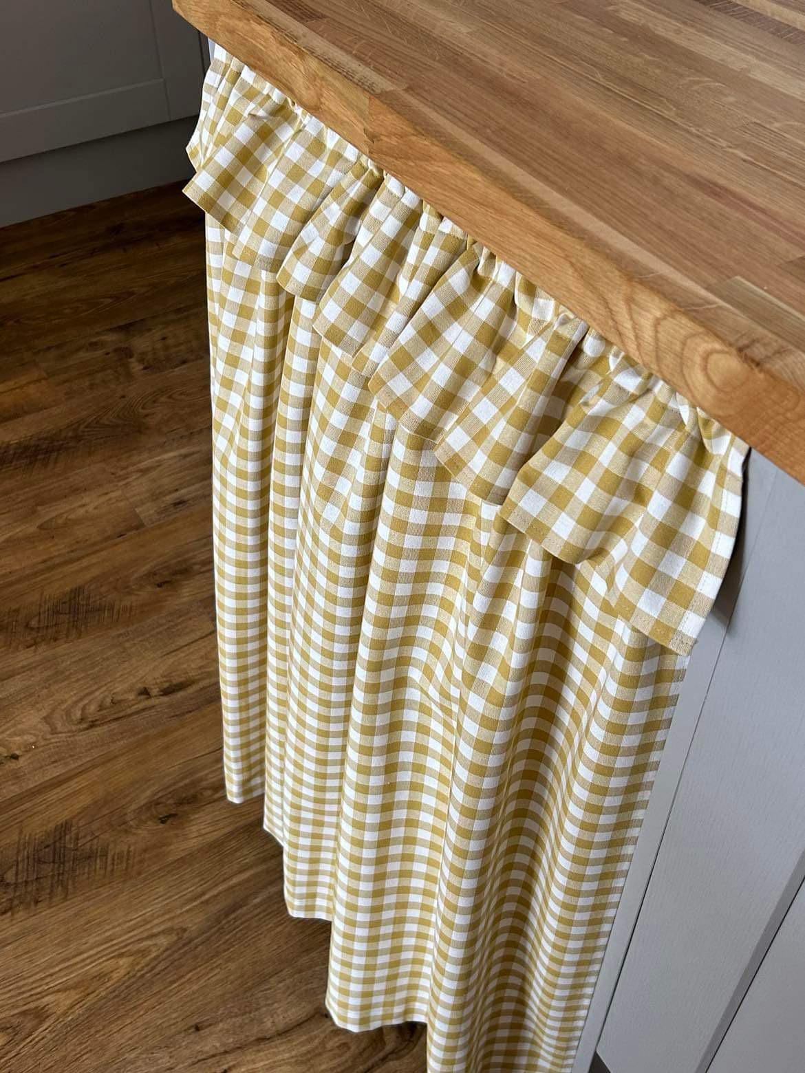 Gingham Hideaway Curtain with Frill in Sunny Yellow