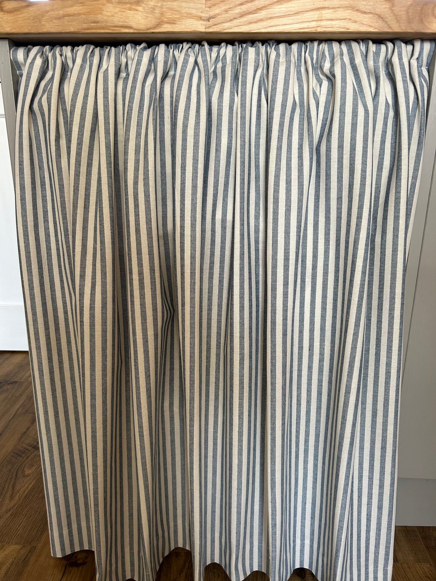 Kitchen Hideaway Curtain in natural and blue stripe